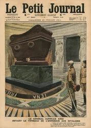 Der japanische General Graf Maresuke Nogi vor dem Grab von Kaiser Napoleon Bonaparte in Les Invalides, Paris, Illustration aus 